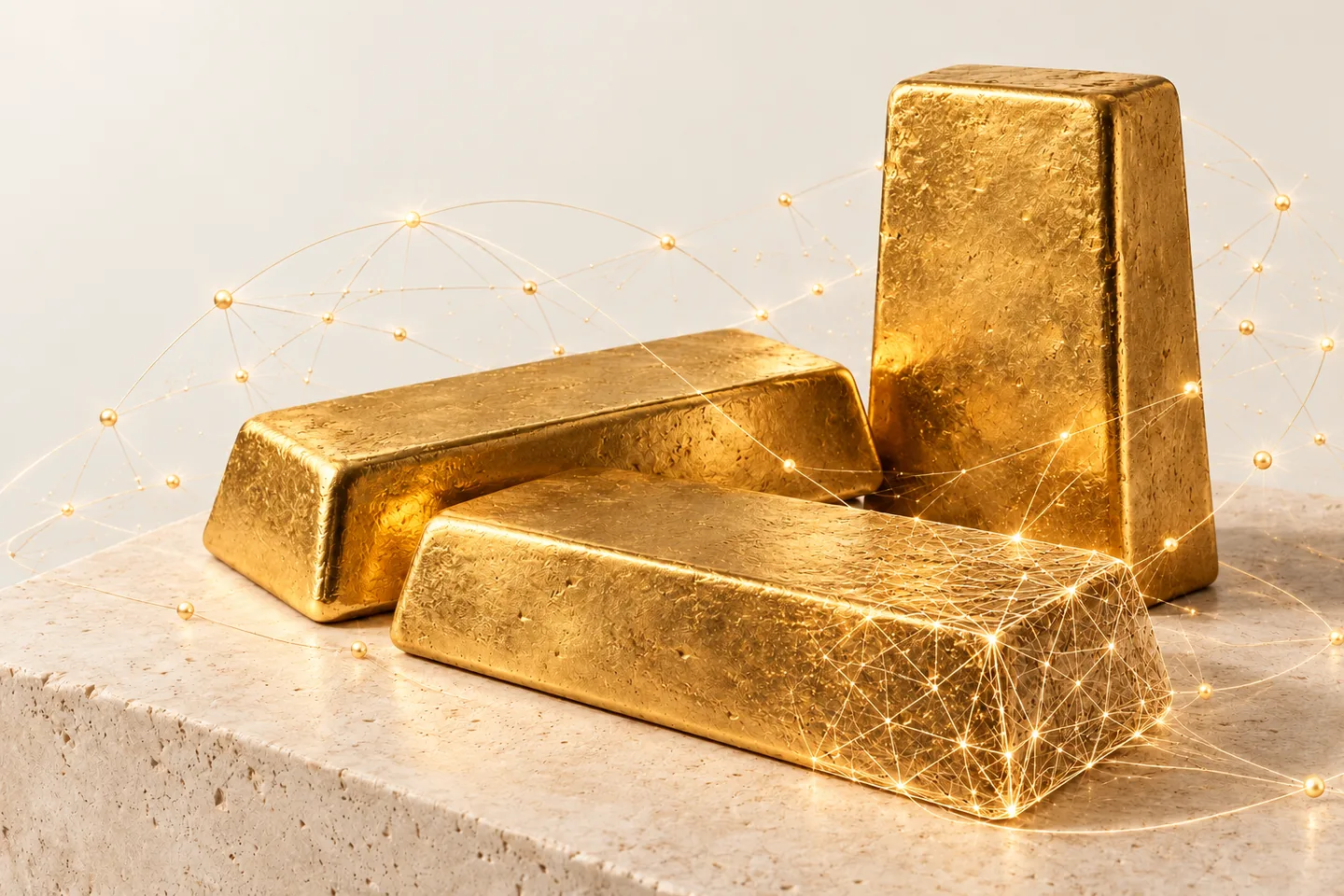 Gold bullion connected by a fine digital network